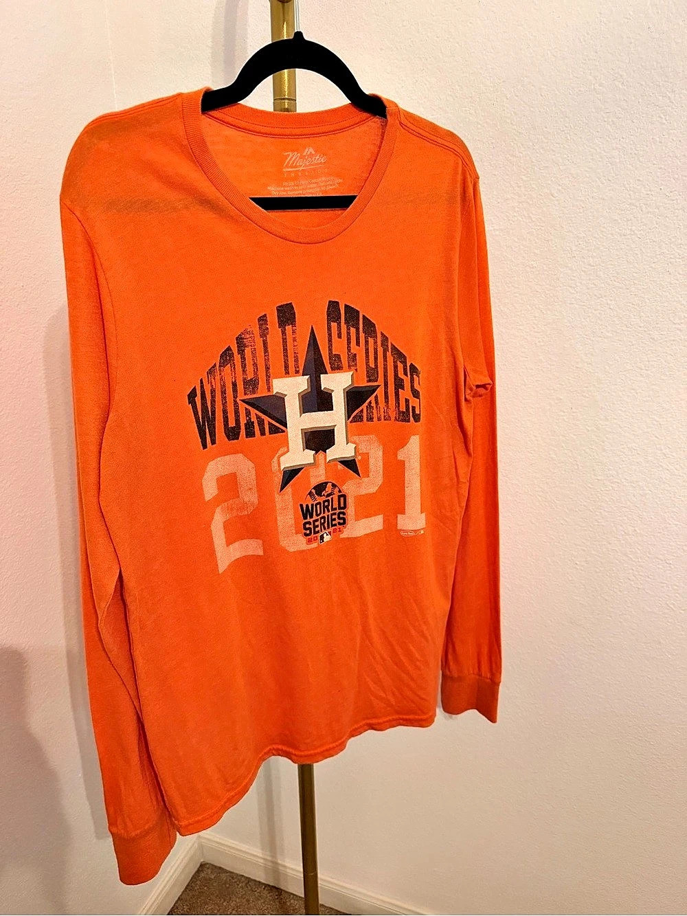 Majestic World Series 2011 MLB Long Sleeve Tee Orange Size Large
